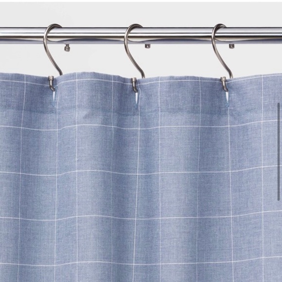NWT Threshold Blue Plaid Shower Curtain - Picture 2 of 3